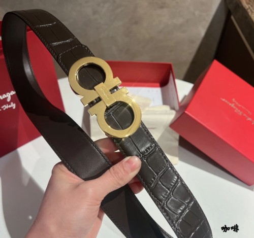 살바토레페라가모 레더 악어무늬 3.5cm 벨트 2컬러
