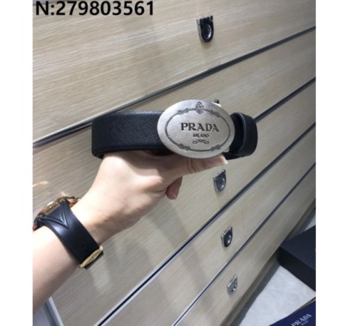프라다 모노그램 타원형버클 양면 벨트 3.5cm