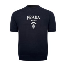 (잔디집2) PRDA. 라지 로고 자카드 니트 반팔티