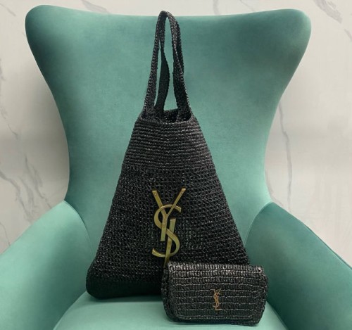 (석류공장) YSL. 라피아 크로셰 클러치 백(2color)